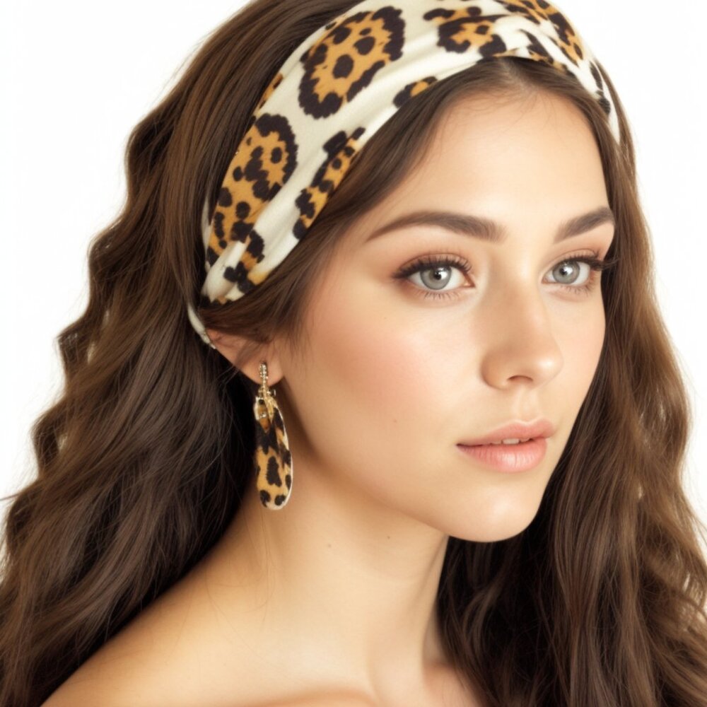 Leopard Headband With Matching Earrings, Animal Print Hairband and Earrings